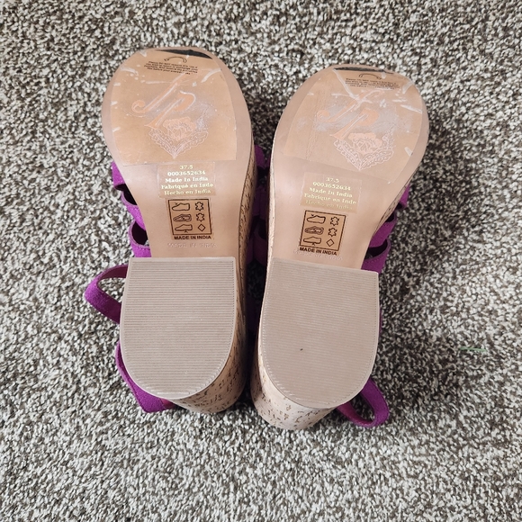 Free People Lisbon Cork Platform Shoes In Verbena Suede Size 37.5 / 7.5 - Picture 7 of 9